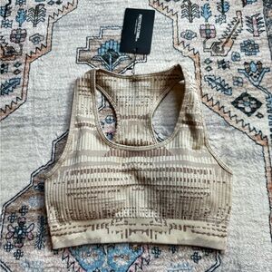 PrettyLittleThing Oatmeal Seamless Rib Racerback Sports Bra Medium